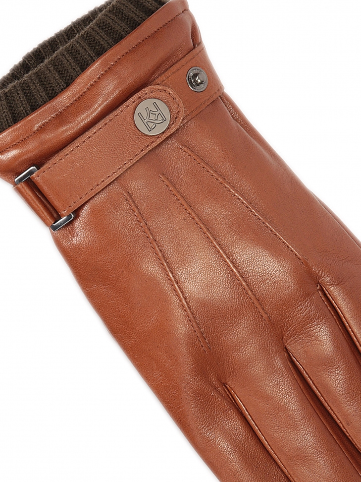 Brown men's gloves with touch screen HENRINIO