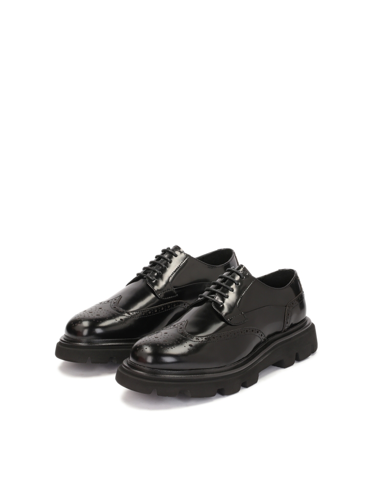 Black leather brogues casual shoes GRAYDEN