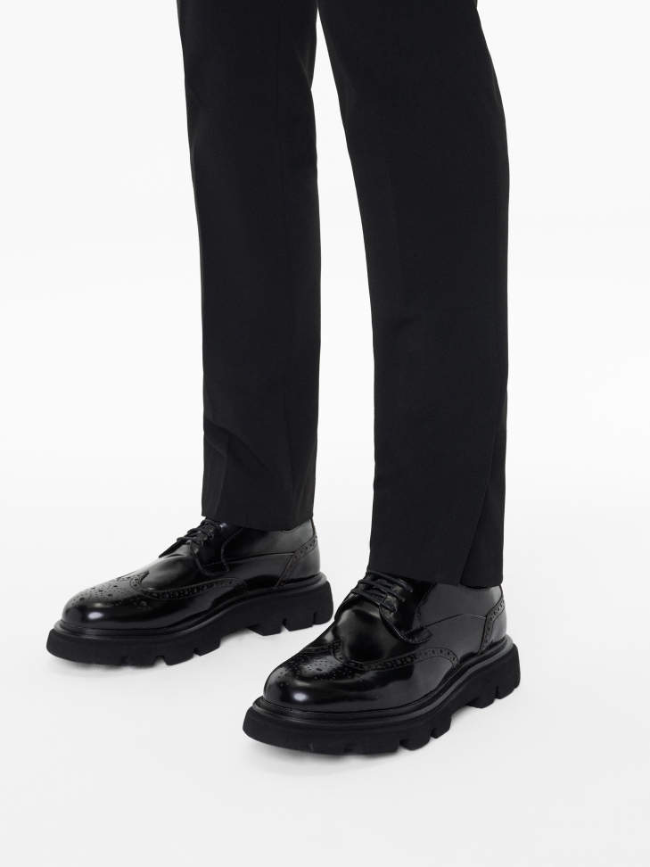 Black leather brogues casual shoes GRAYDEN