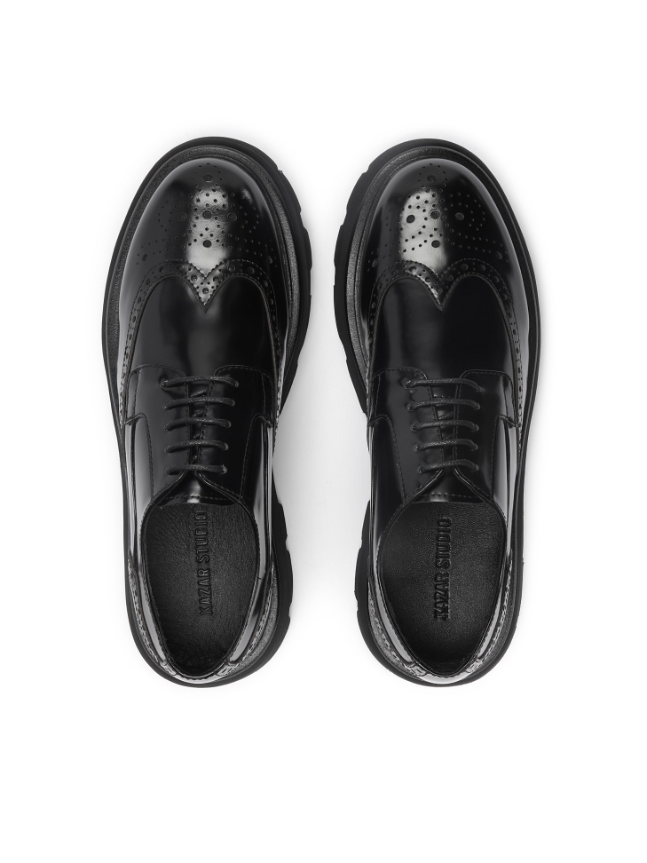 Black leather brogues casual shoes GRAYDEN