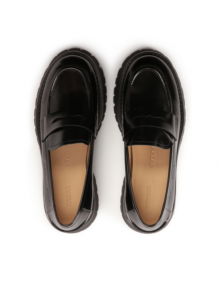 Ladies’ black leather loafers KS SAVIO