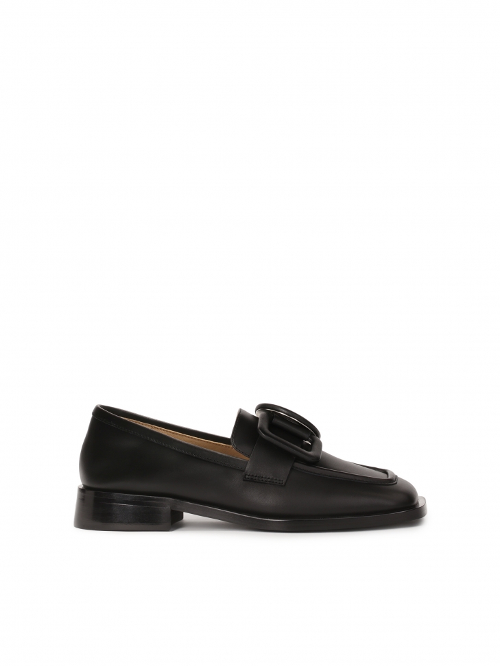Black slip-on flat shoes on a flat sole KS MARTINA