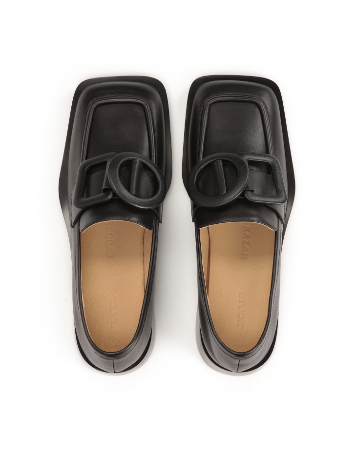 Black slip-on flat shoes on a flat sole KS MARTINA