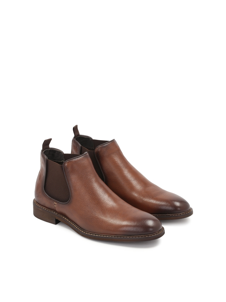 Men’s elegant light brown leather Chelsea boots CASHTON