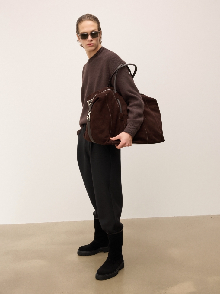 Brown suede travel bag KS CANE