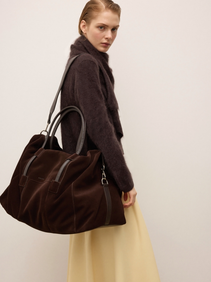 Brown suede travel bag KS CANE