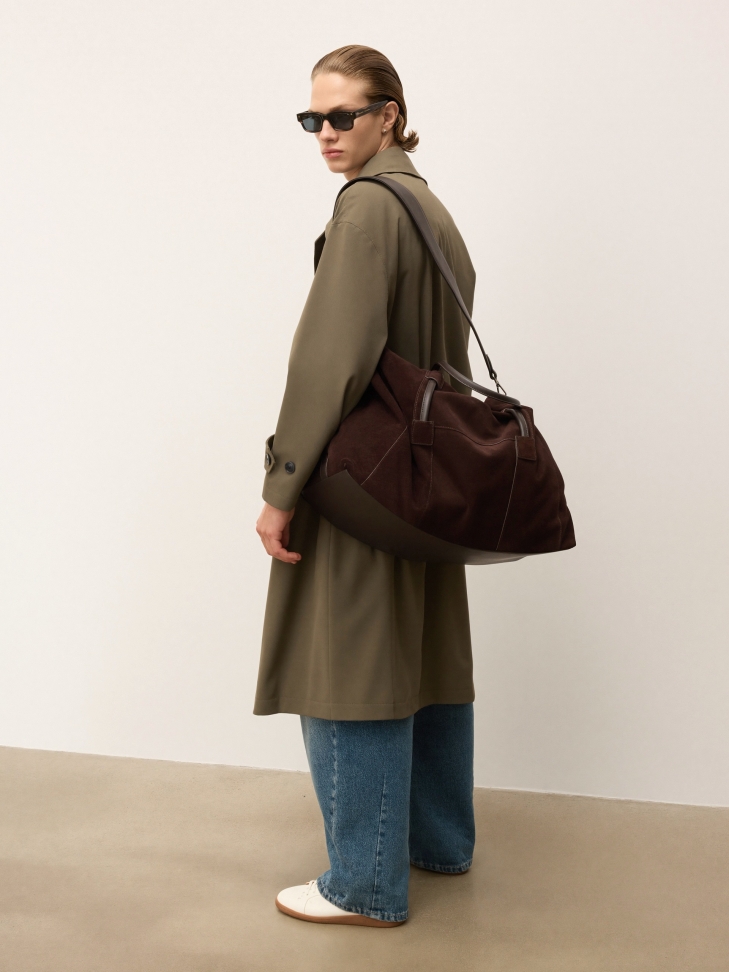 Brown suede travel bag KS CANE