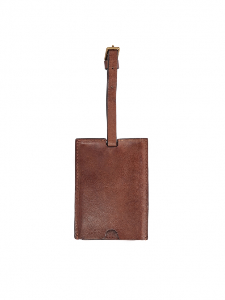 Brown leather luggage tag UXIO