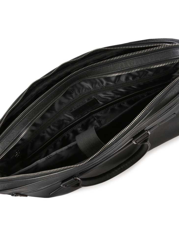 Black leather men's hand and shoulder briefcase FRANCO