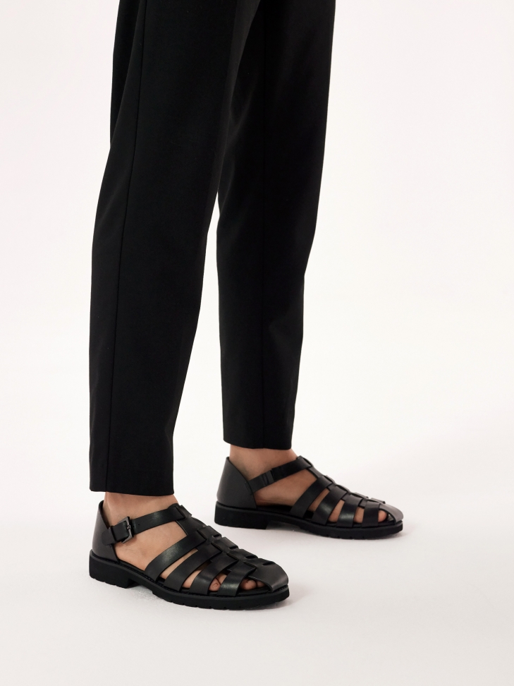 Men's black sandals  with a covered heel and a toe BERNARDO