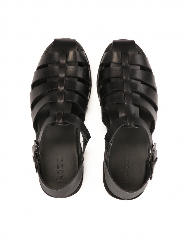 Men's black sandals  with a covered heel and a toe BERNARDO