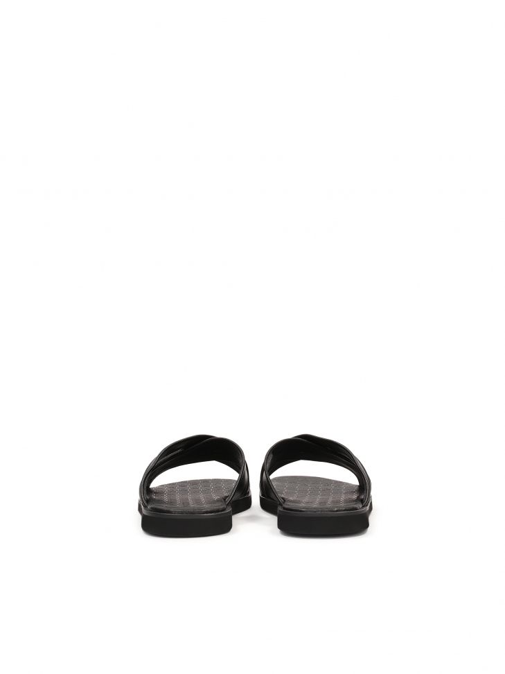 Men's leather slides with criss-cross straps OZERNOY
