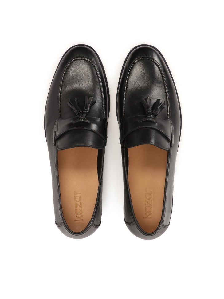 Natural leather loafers with tassels KOLOB
