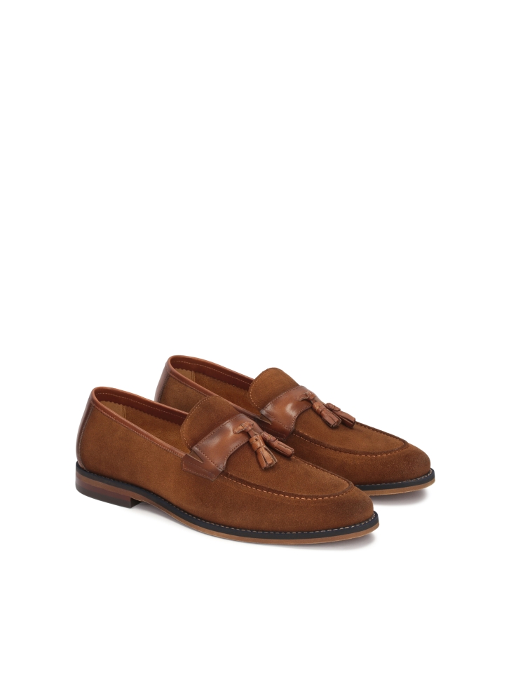 Men's leather loafers decorated with a buckle KOLOB