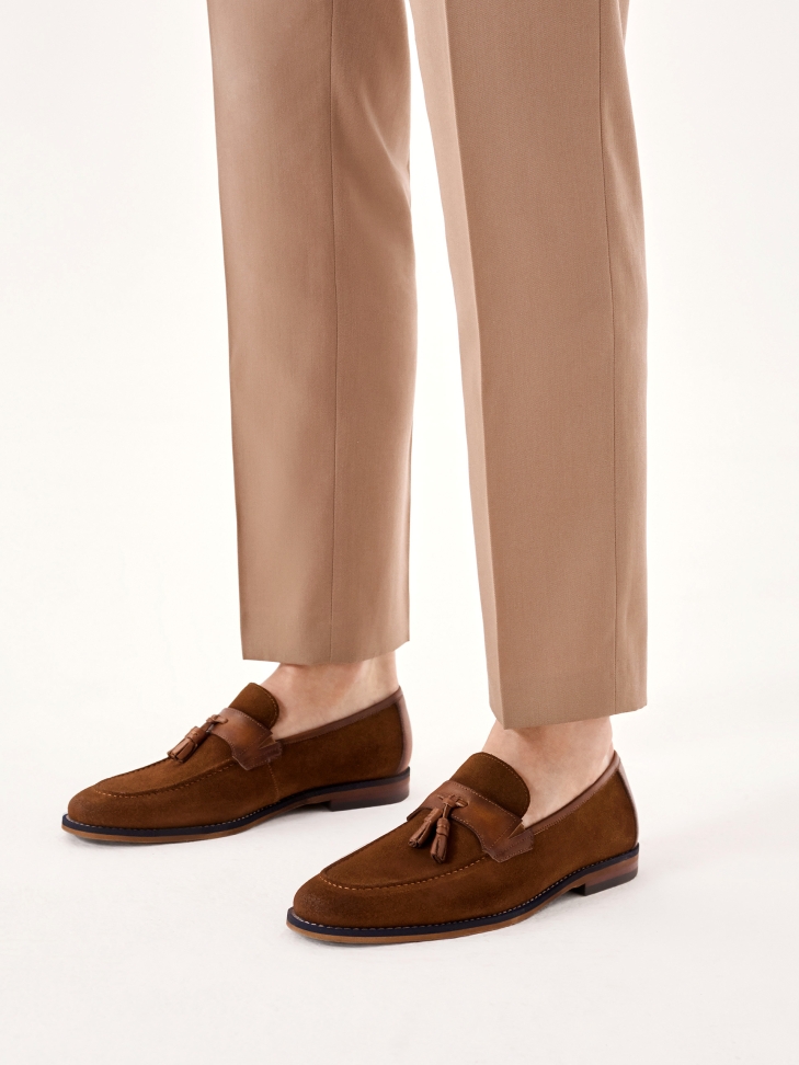 Men's leather loafers decorated with a buckle KOLOB