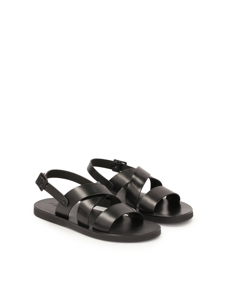 Leather black buckle sandals JOSE
