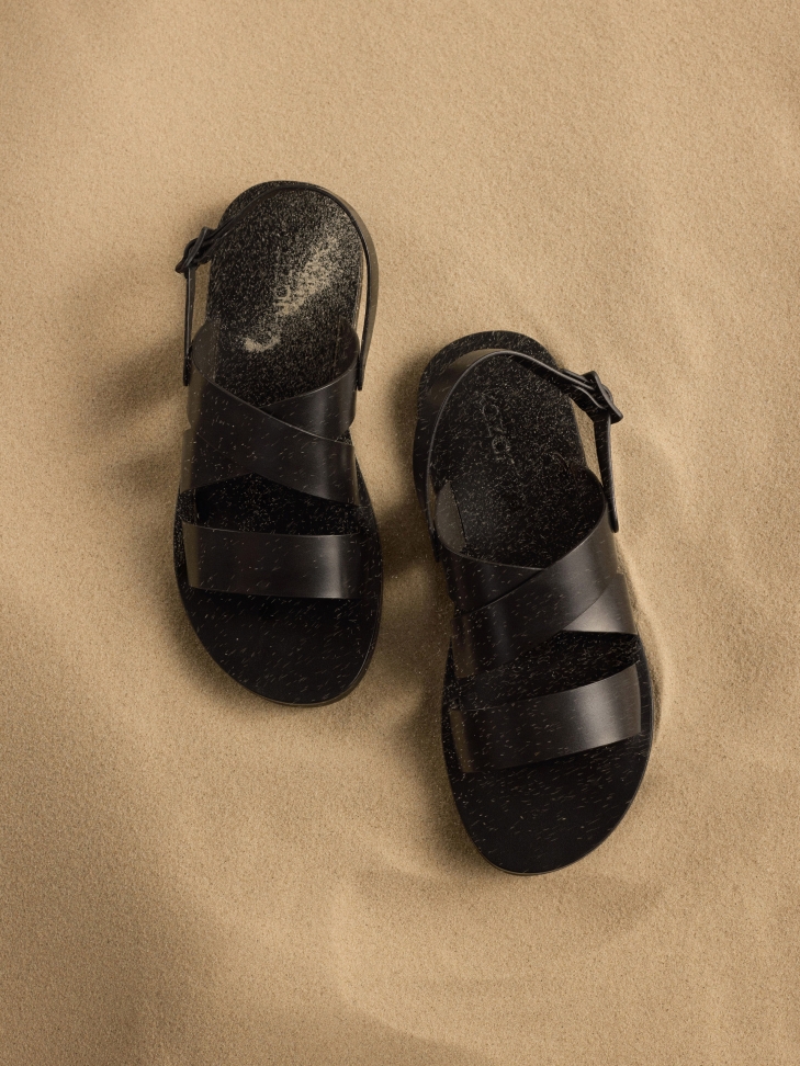 Leather black buckle sandals JOSE