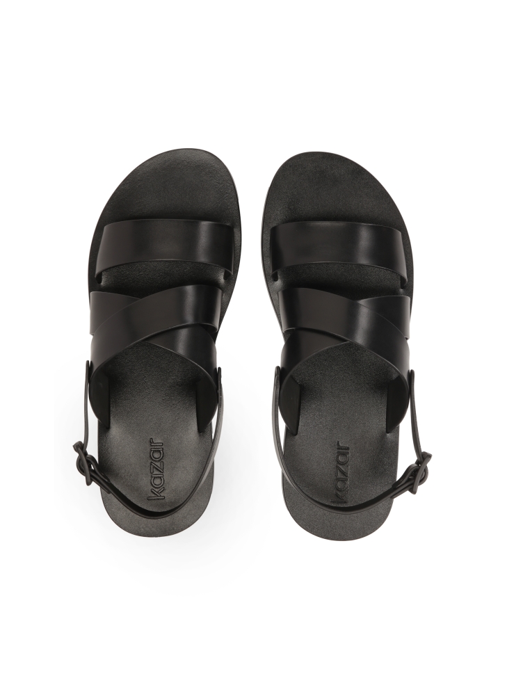 Leather black buckle sandals JOSE