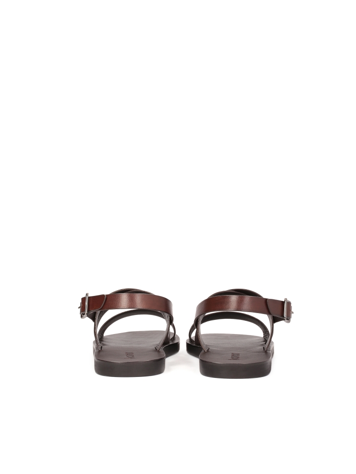 Brown leather sandals on a straight sole JOSE