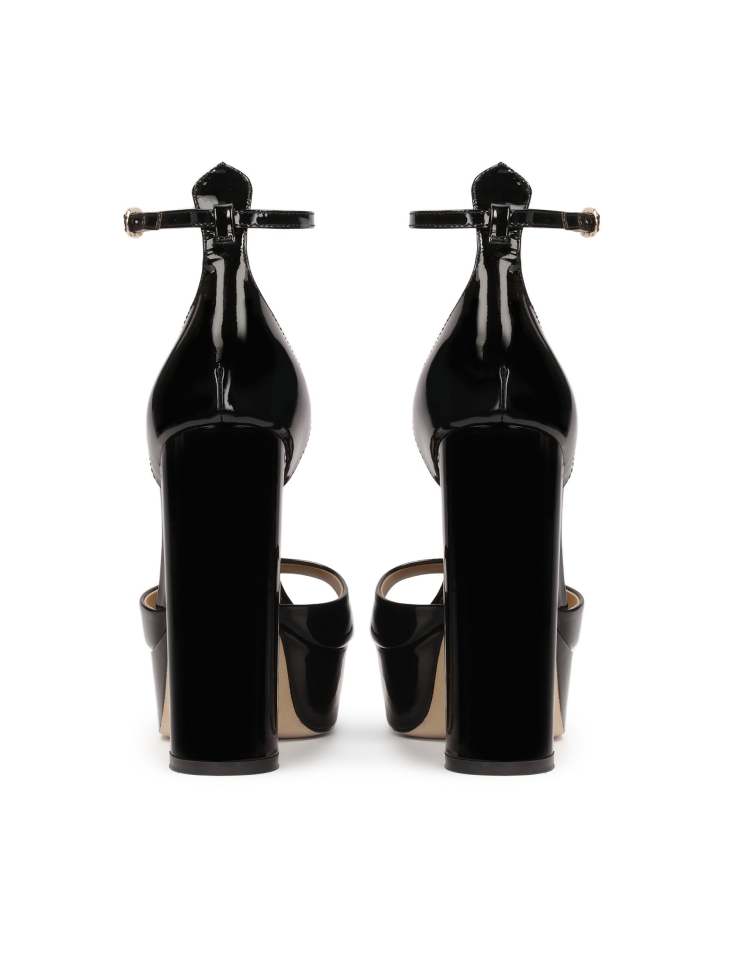 Black patent leather platform sandals  MOOD