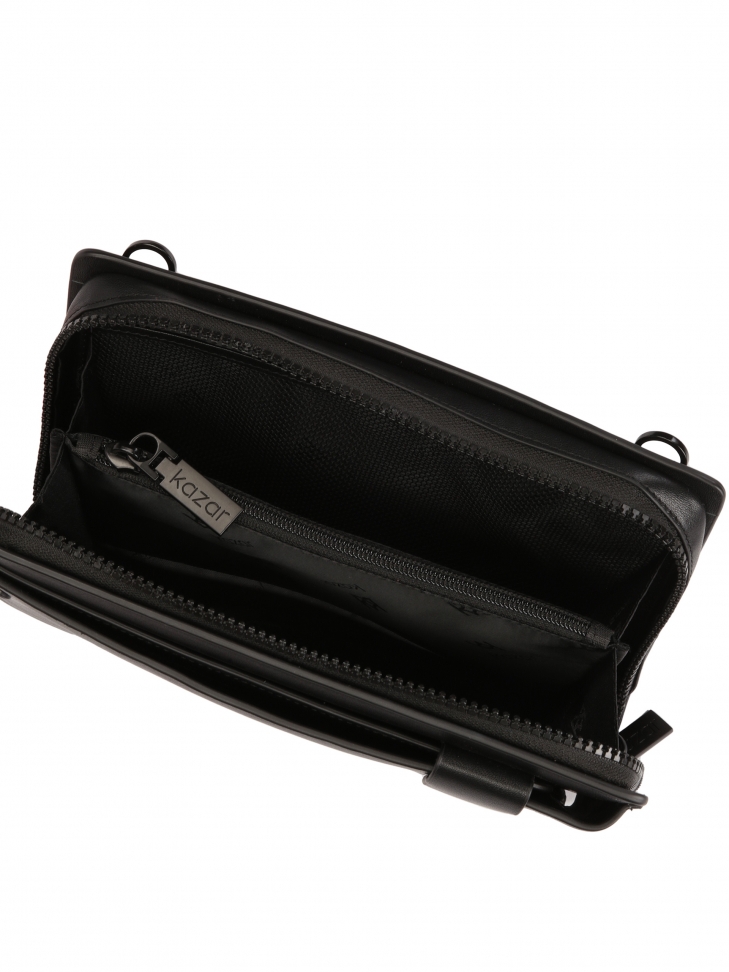 Black men's leather pouch with belt ULISSES