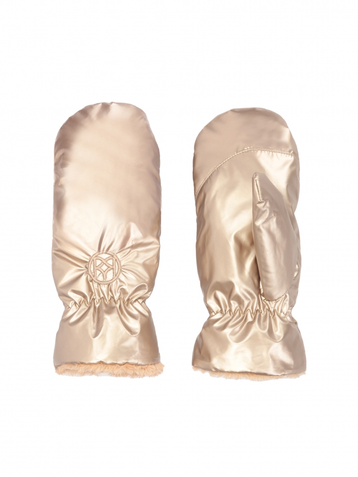 Glittering gold gloves with embroidered KAZAR monogram BETHEL