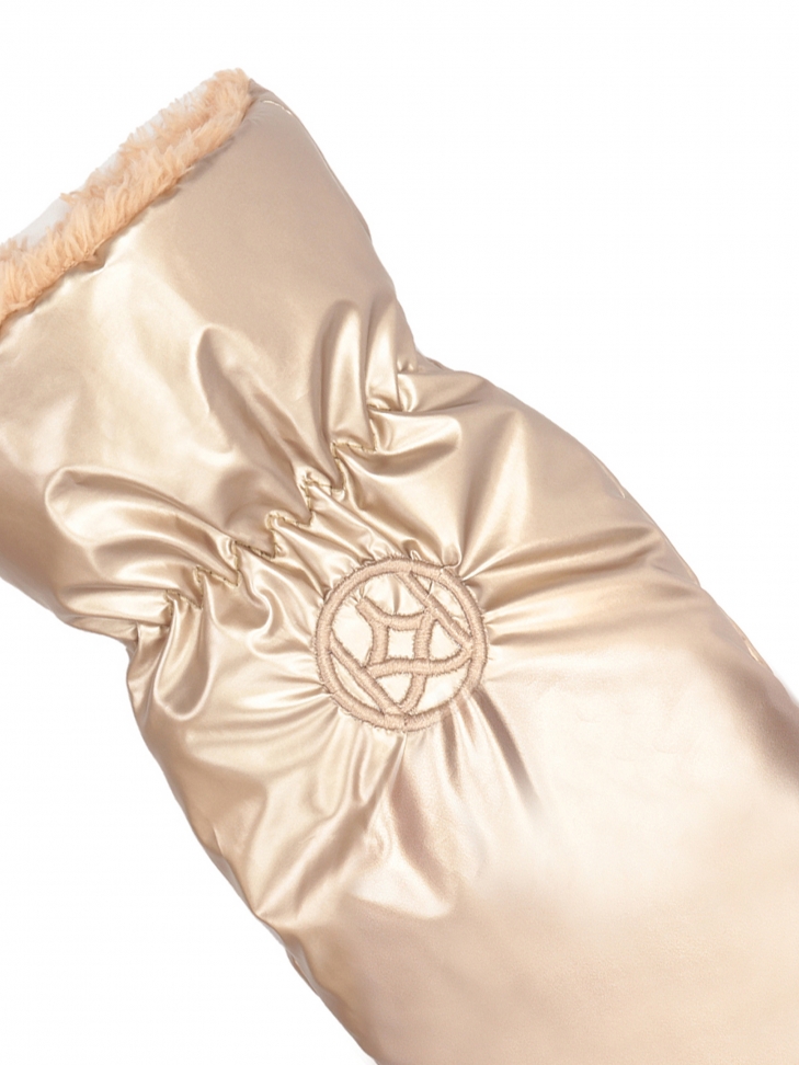 Glittering gold gloves with embroidered KAZAR monogram BETHEL