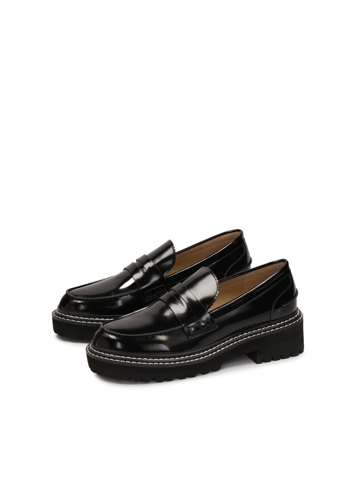 Patent leather shoes with track sole KS LIU