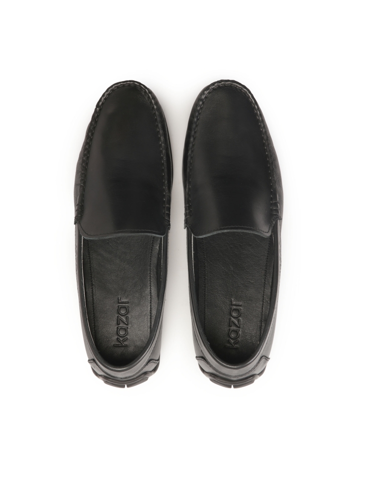 Black leather moccasins VINICIUS