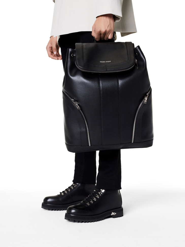 Leather backpack with laptop compartment BRYDEN