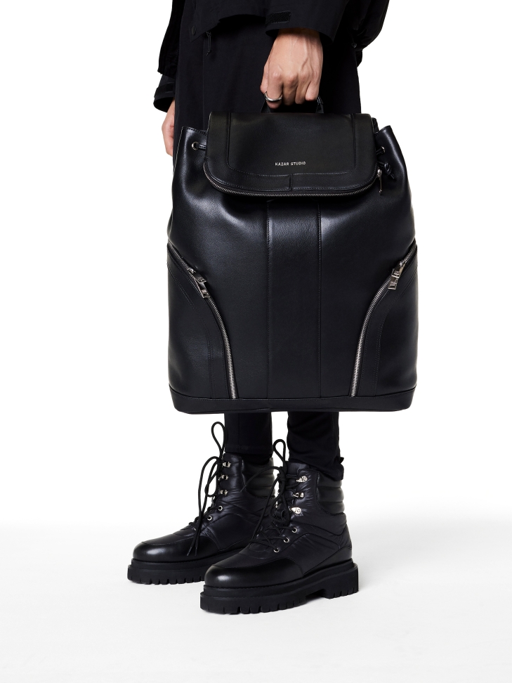 Leather backpack with laptop compartment BRYDEN