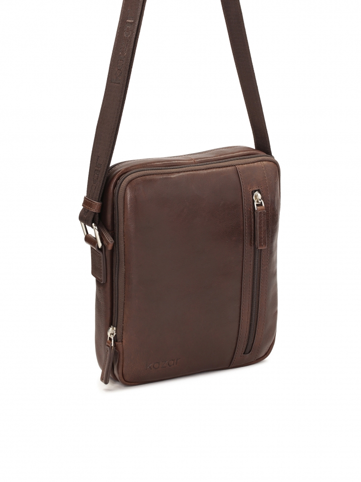 Brown leather crossbody bag ARSENE