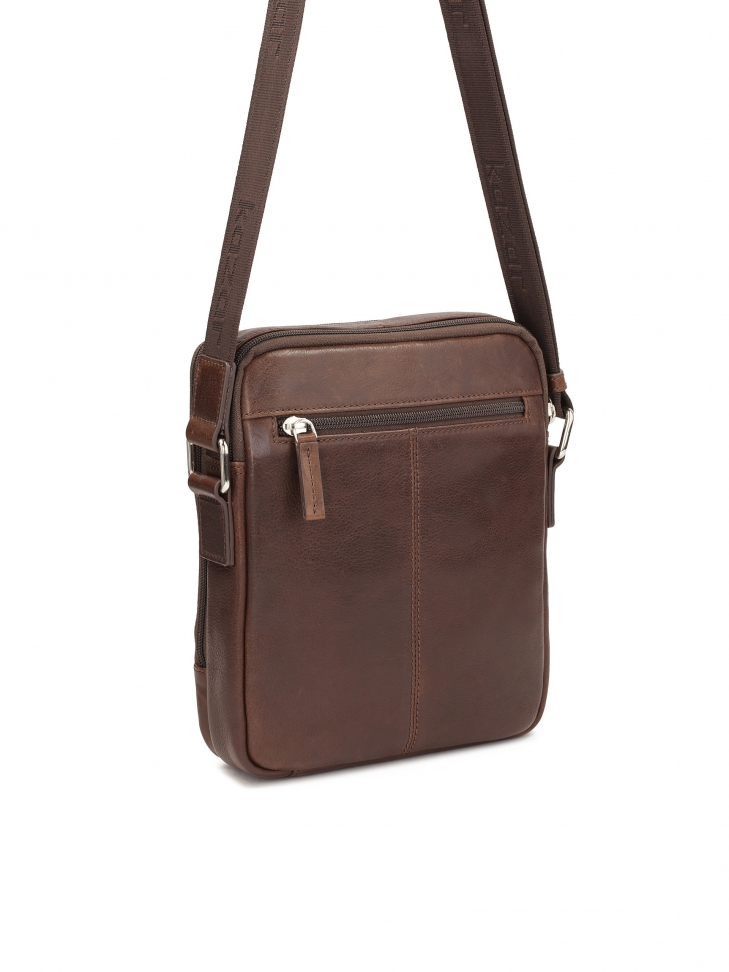 Brown leather crossbody bag ARSENE