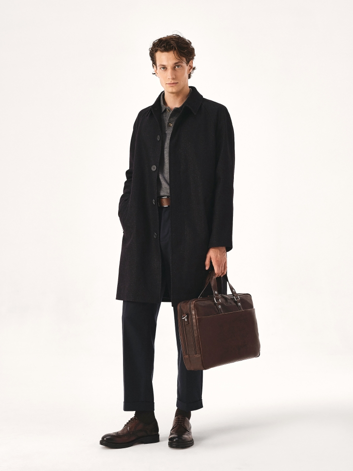 Large brown leather hand bag with aged effect ENRICO
