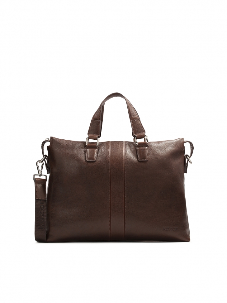 Brown leather bag with hand grips  IGNACE
