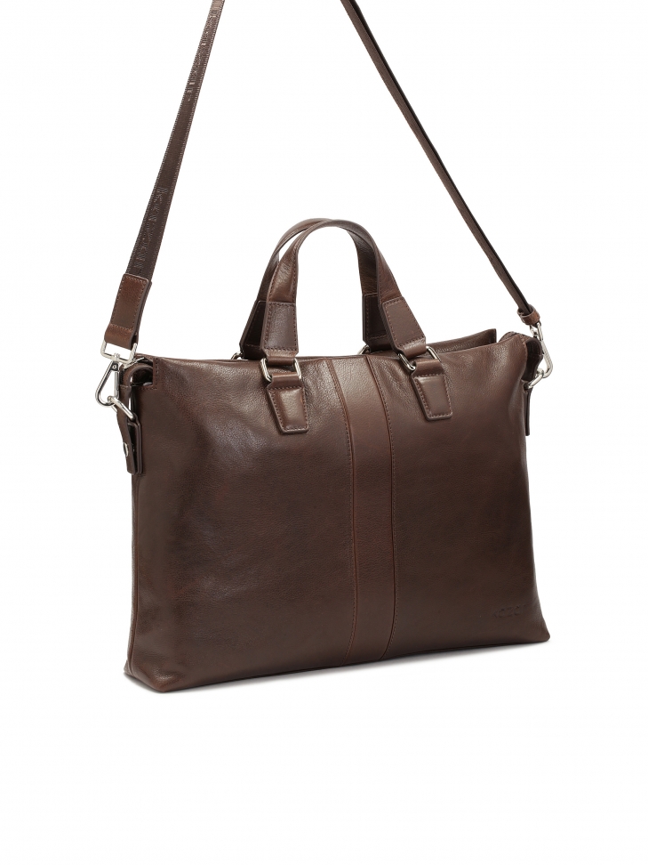 Brown leather bag with hand grips  IGNACE
