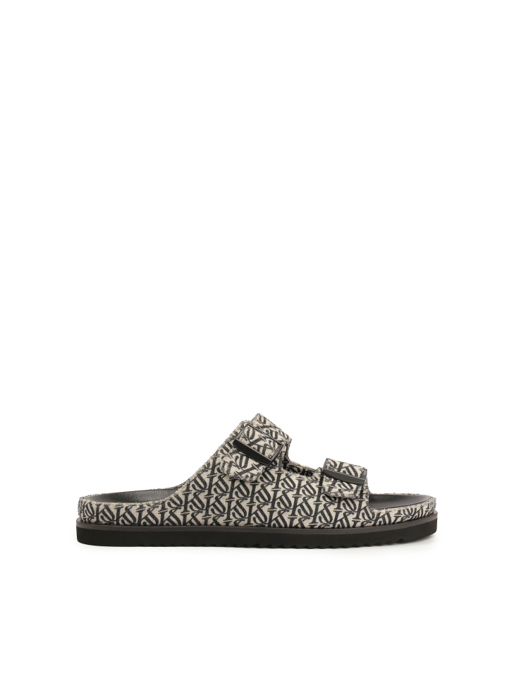 Slides made of fabric with a logo pattern KS JEFFERSON