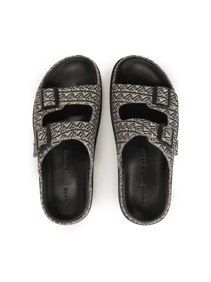 Slides made of fabric with a logo pattern KS JEFFERSON