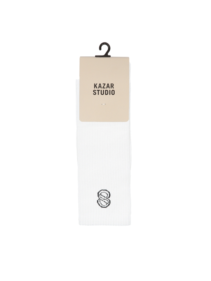 White socks with ribbed top and logo KAI
