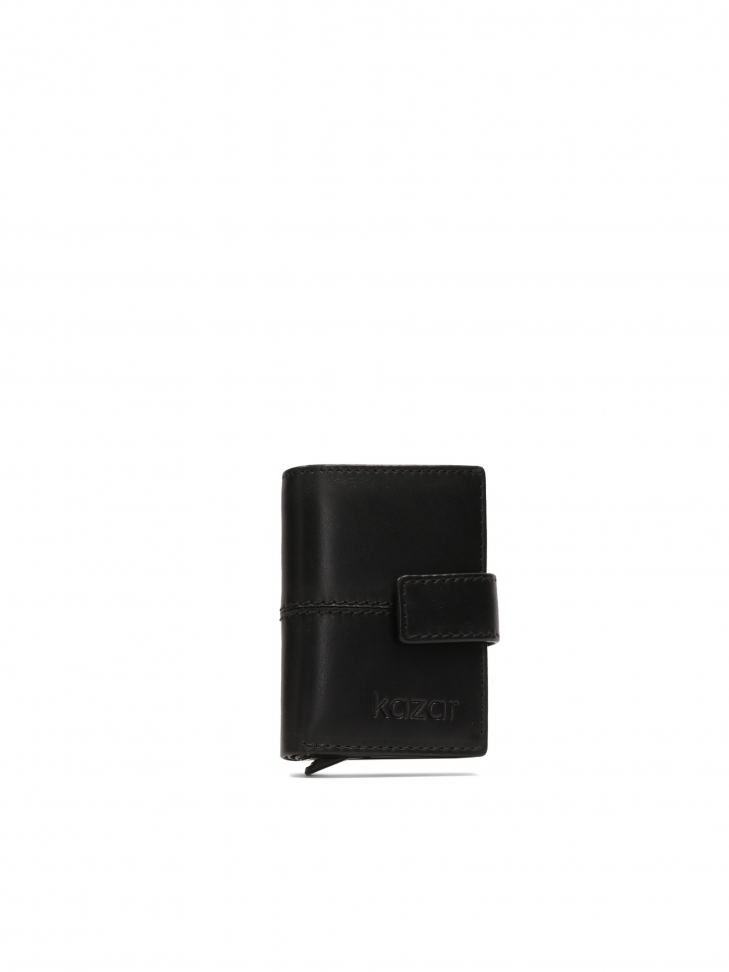 Fastened leather wallet for men KASJAN