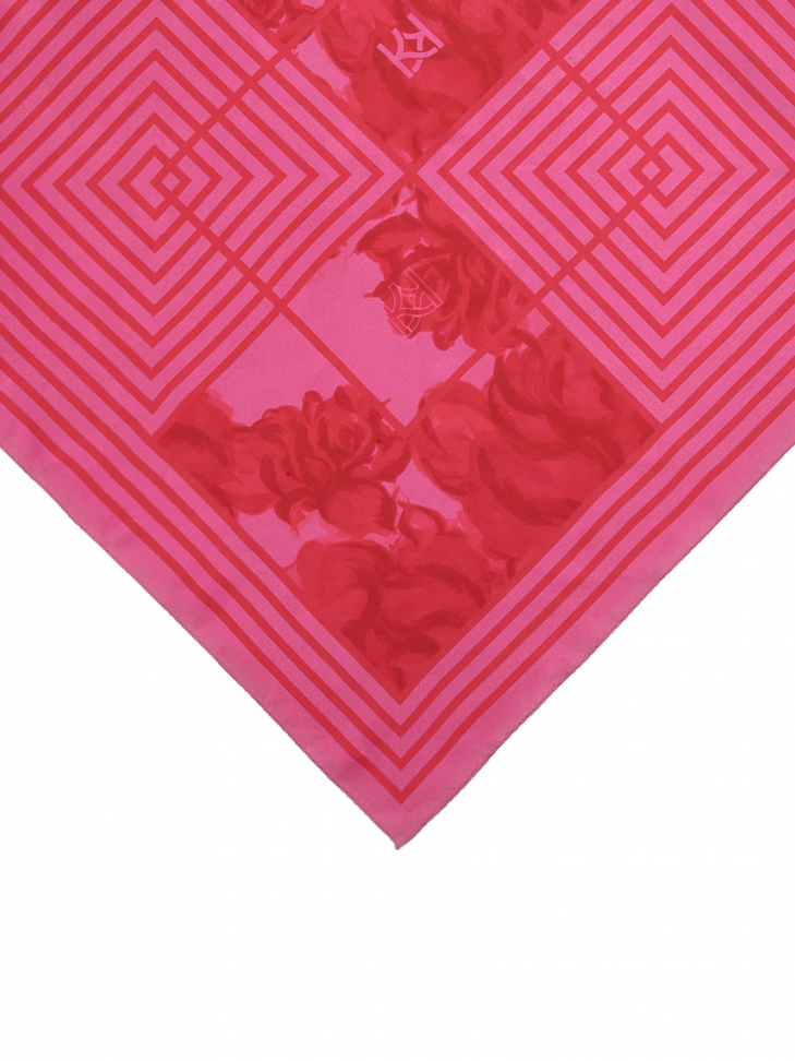 Elegant large silk scarf with floral motif SEYNA L