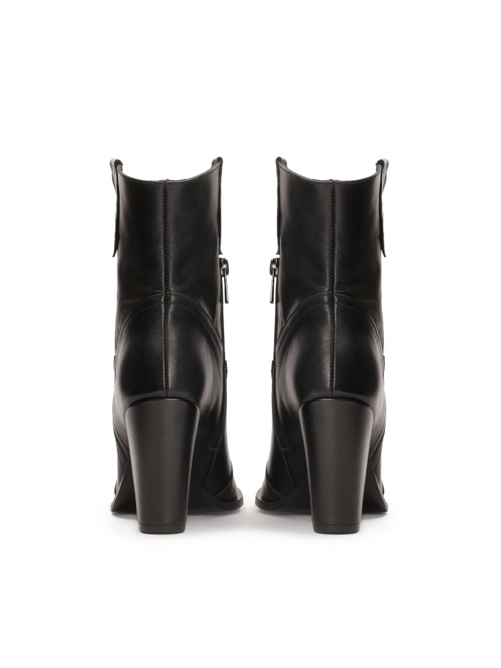 Black leather heeled cowboy boots GANGES