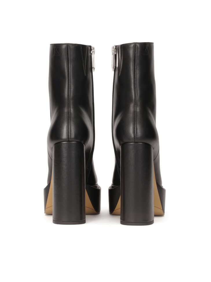 Leather black boots with platform and post heel AUBREY