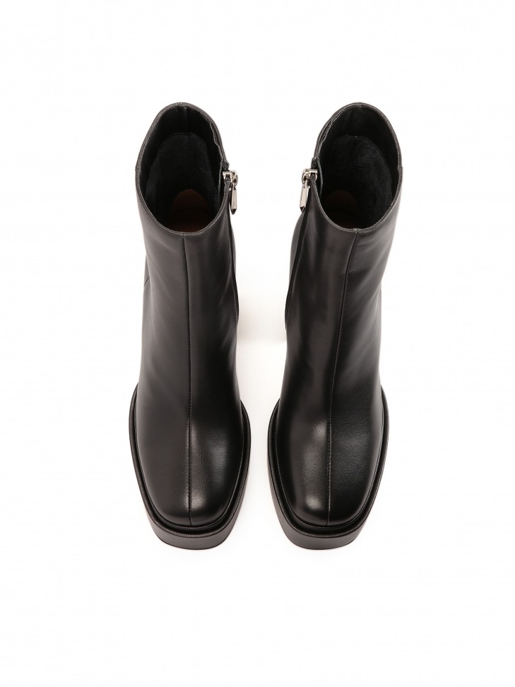 Leather black boots with platform and post heel AUBREY