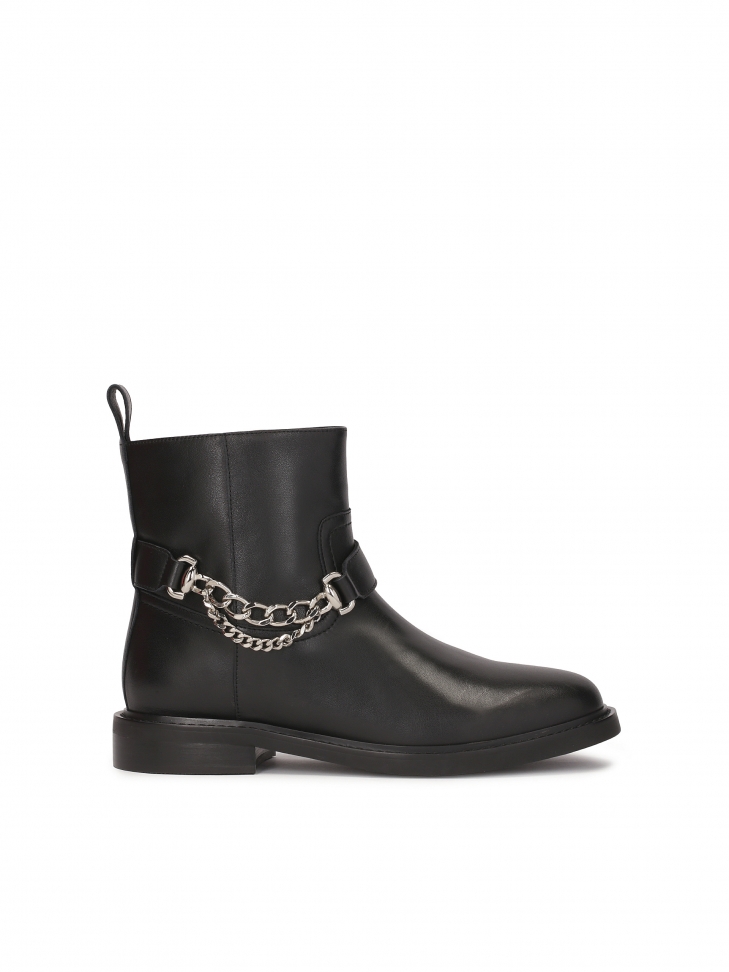 Flat zip-up boots decorated with chain CORALIE