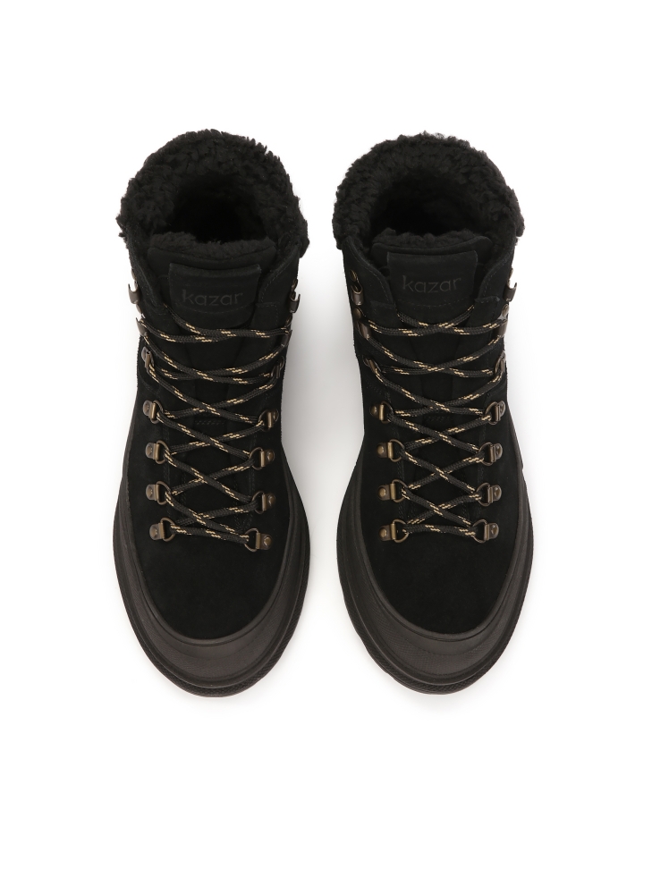 Lace-up snow boots made of black suede BENNETT