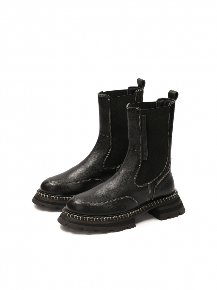 Black leather Chelsea boots with contrasting trim GLARE