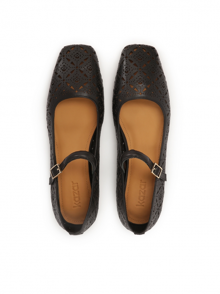 Flat sole pumps with openwork embellishment  KANGELY
