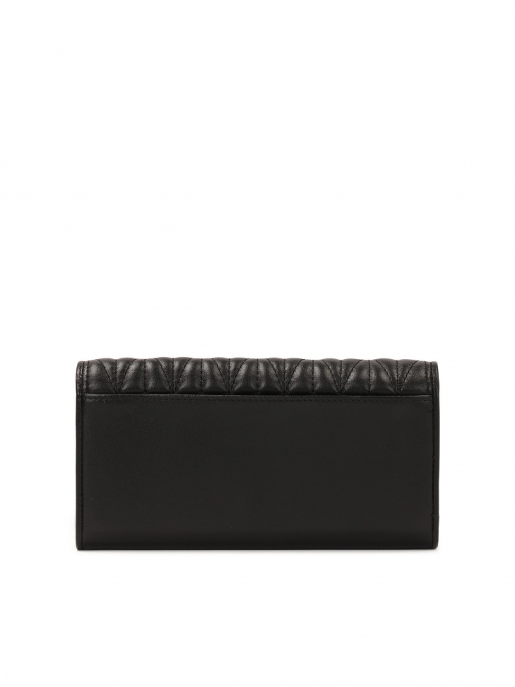 Large leather wallet with fine quilting JOLENE