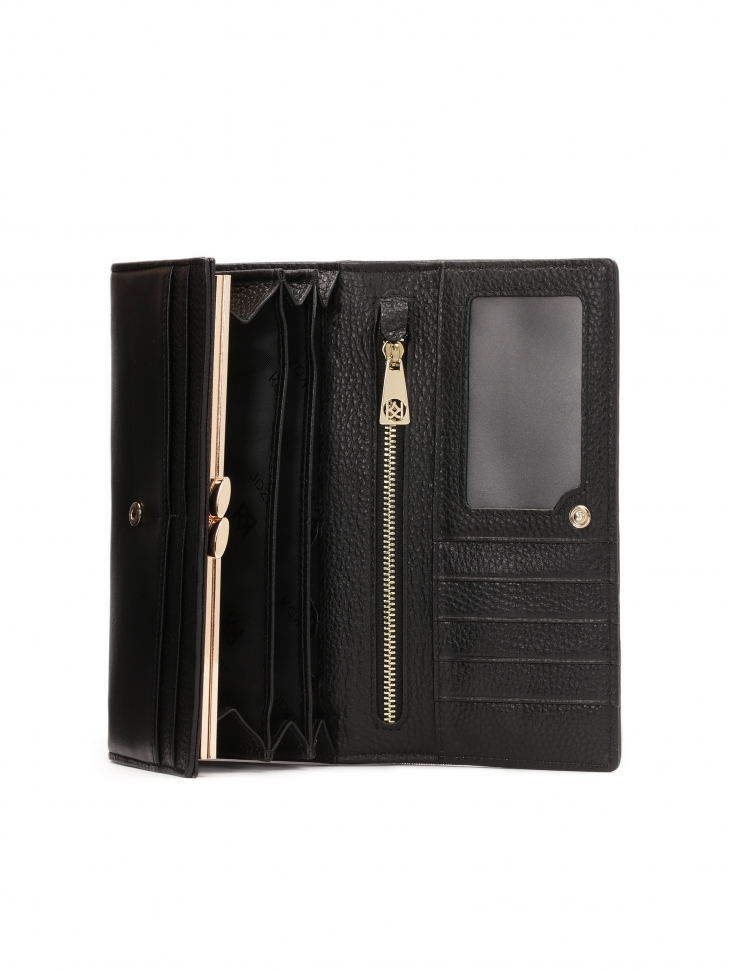 Large leather wallet with fine quilting JOLENE